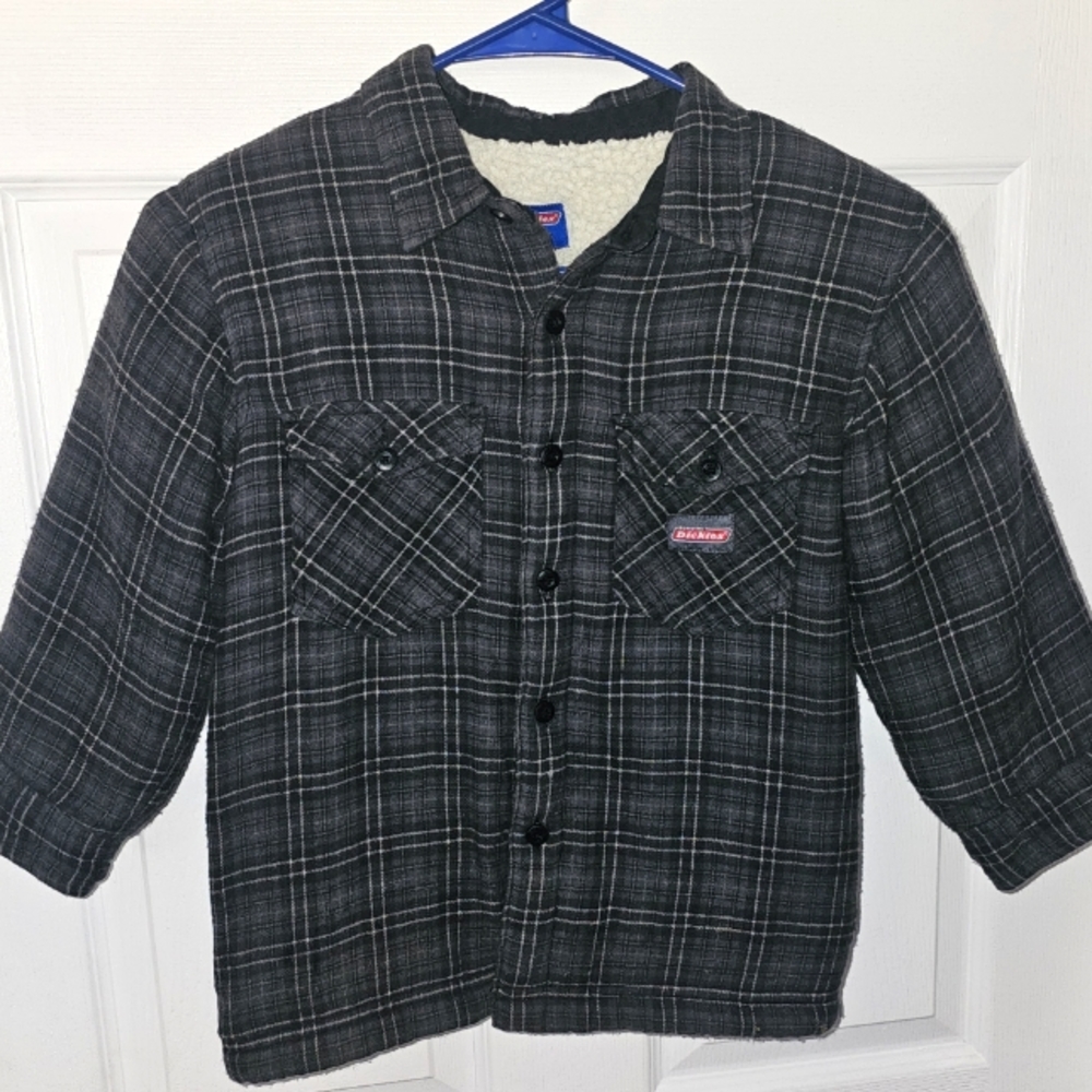 Boys’ Plaid Sherpa Lined Dickie's Shirt Jacket